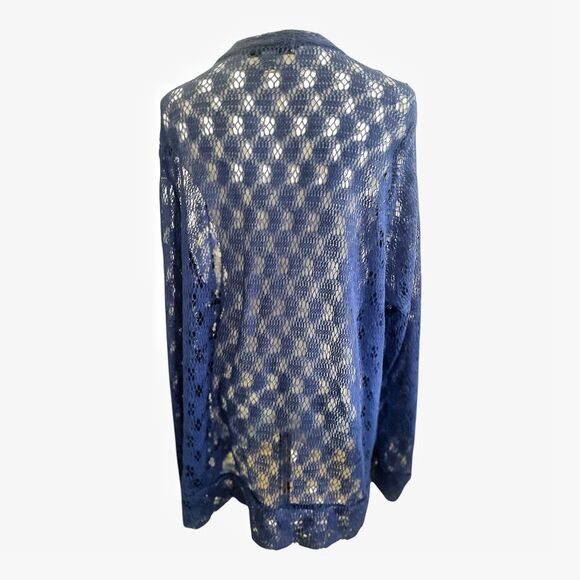 French Laundry Plus Size Blue Woven Cardigan Sweater Size 3X - Picture 3 of 5